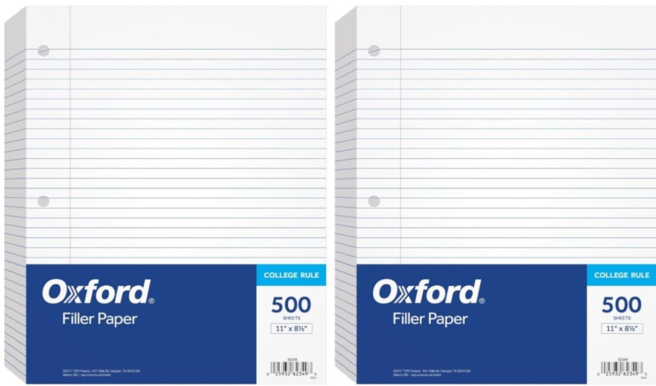 2x Tops Notebook Filler Paper, College Ruled, 11 x 8.5 Inches, 3-Hole Punch
