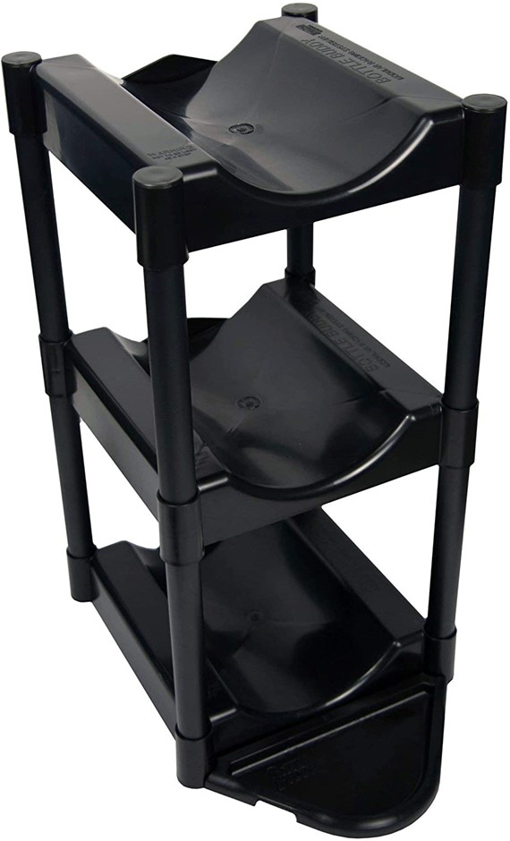 BOTTLE BUDDY 3-Tier Storage Unit with Floor Protection Kit, Black. NB: slig