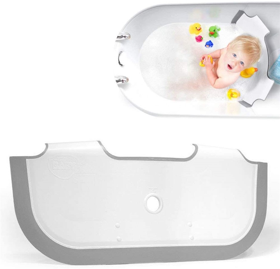 BABY DAM White & Grey Bathtub Dam 65 x 28 x 9 cm. NB: Not in Original Box,