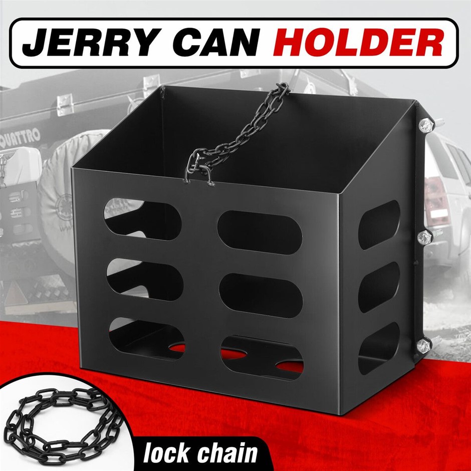 Single Lockable Steel Jerry Can Holder for Camper Caravan Trailer Black