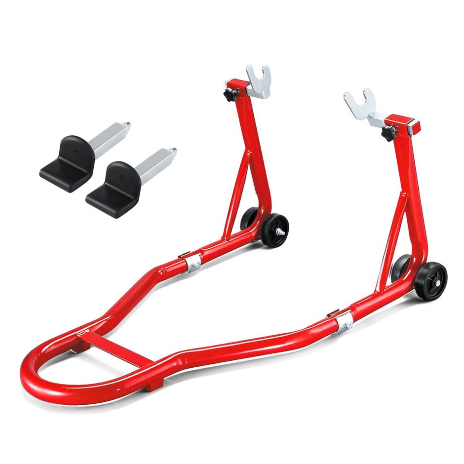 Red 500kg Rear Motorcycle Paddock Stand Heavy Duty Steel Swingarm
