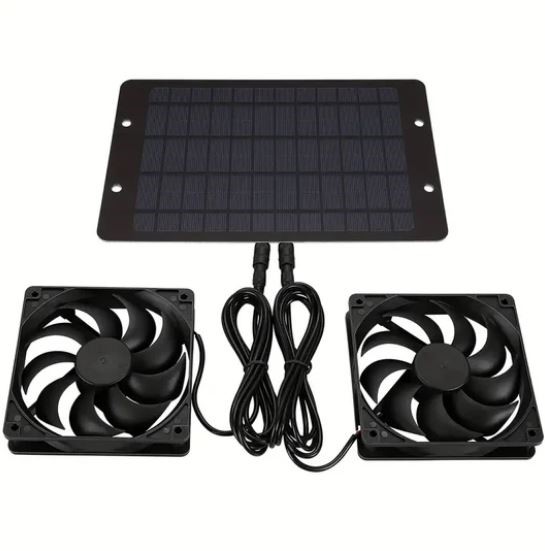 Solar-Powered Electric Ventilator - 10W/12V Dual Fan Pack