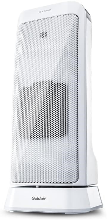 GOLDAIR 2000W Ceramic Tower Heater, White (GCT225). NB: Slightly damaged bo