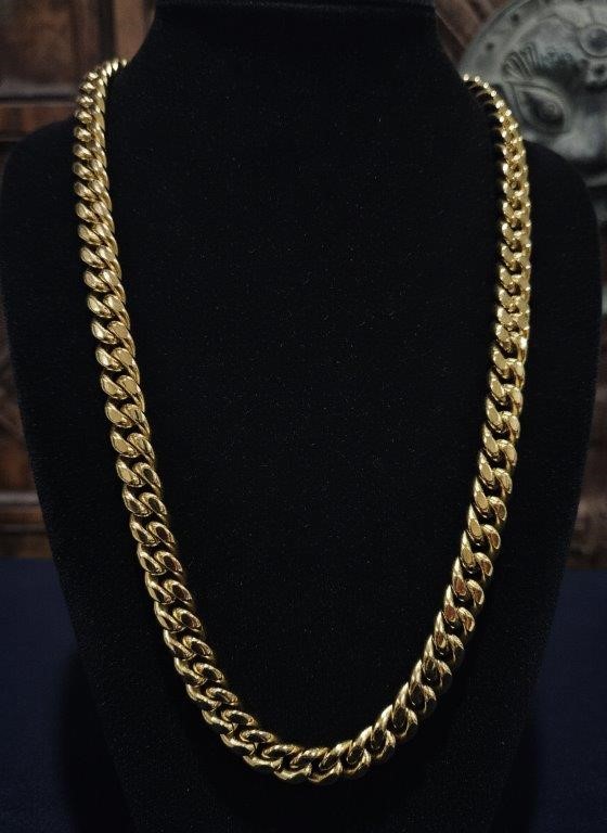 Luxury 18K Gold PVD Miami Cuban Link Chain Necklace 10mm-55cm