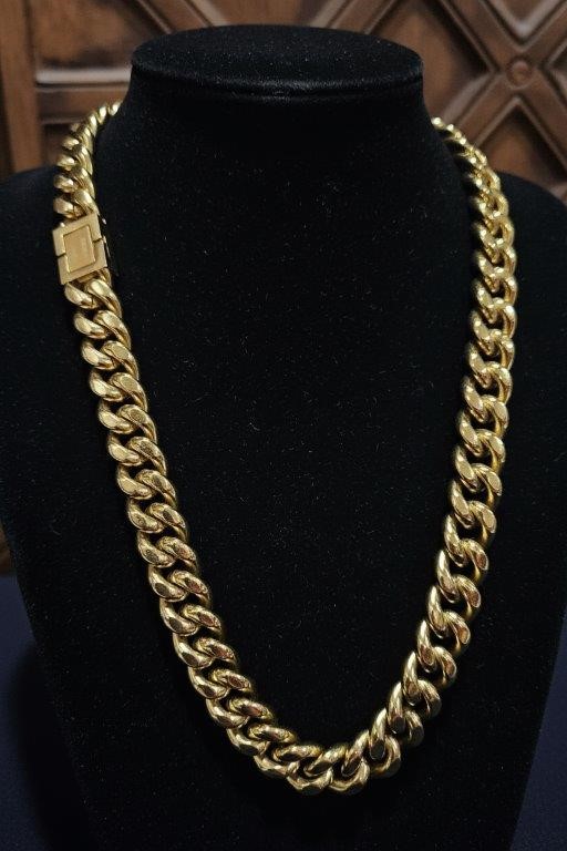Luxury 18K Gold PVD Miami Cuban Link Chain Necklace 14mm-55cm