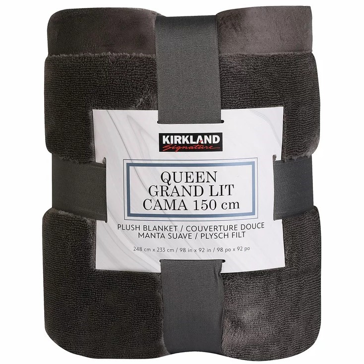 SIGNATURE Plush Blanket Queen Grand Lit Cama, 248 x 233cm, Grey.