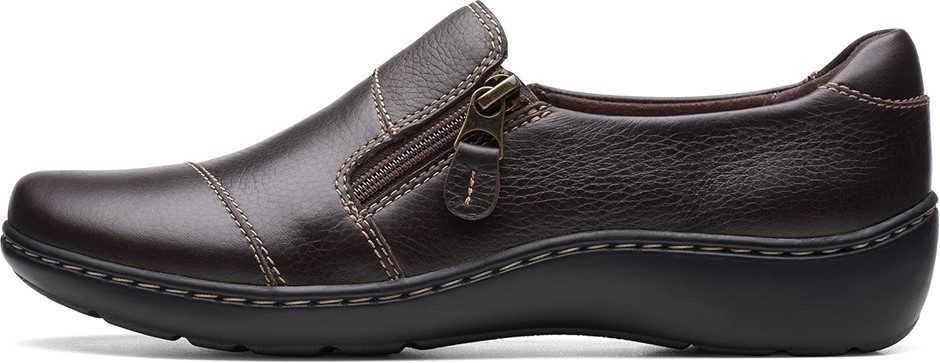 CLARKS Women's Cora Harbor Loafer, US9.5/EU41, Dark Brown Leather, 26168450