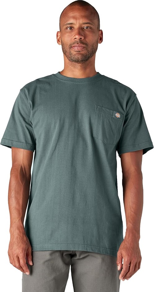 DICKIES Men's Heavyweight Crew Neck Short Sleeve Tee, Medium, Lincoln Green