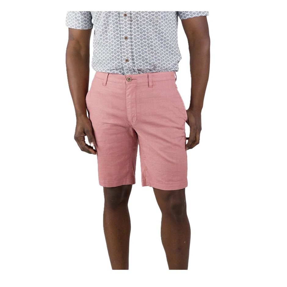 TAILOR VINTAGE Men's 9" Greenwich Shorts, Size 38, 52%Linen/45%Cotton, Dust