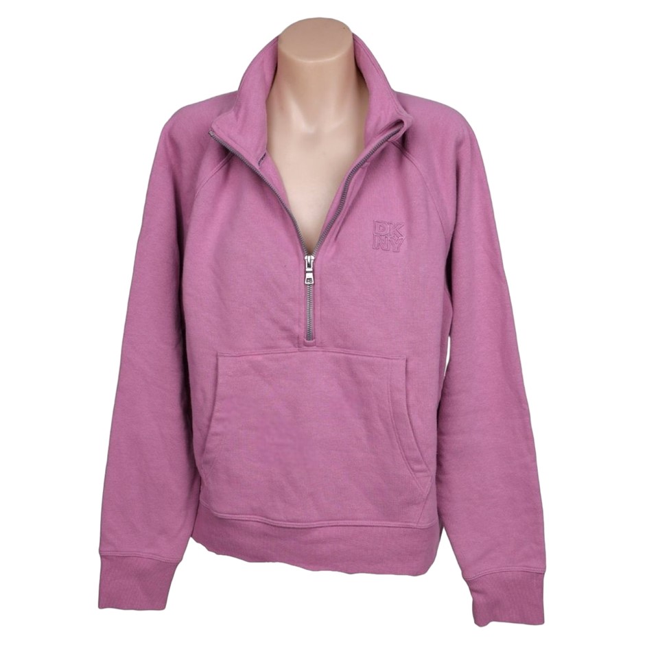 DKNY Women's Half Zip Fleece Sweatshirt, Size S, Dusty Orchid/Magenta. Buy
