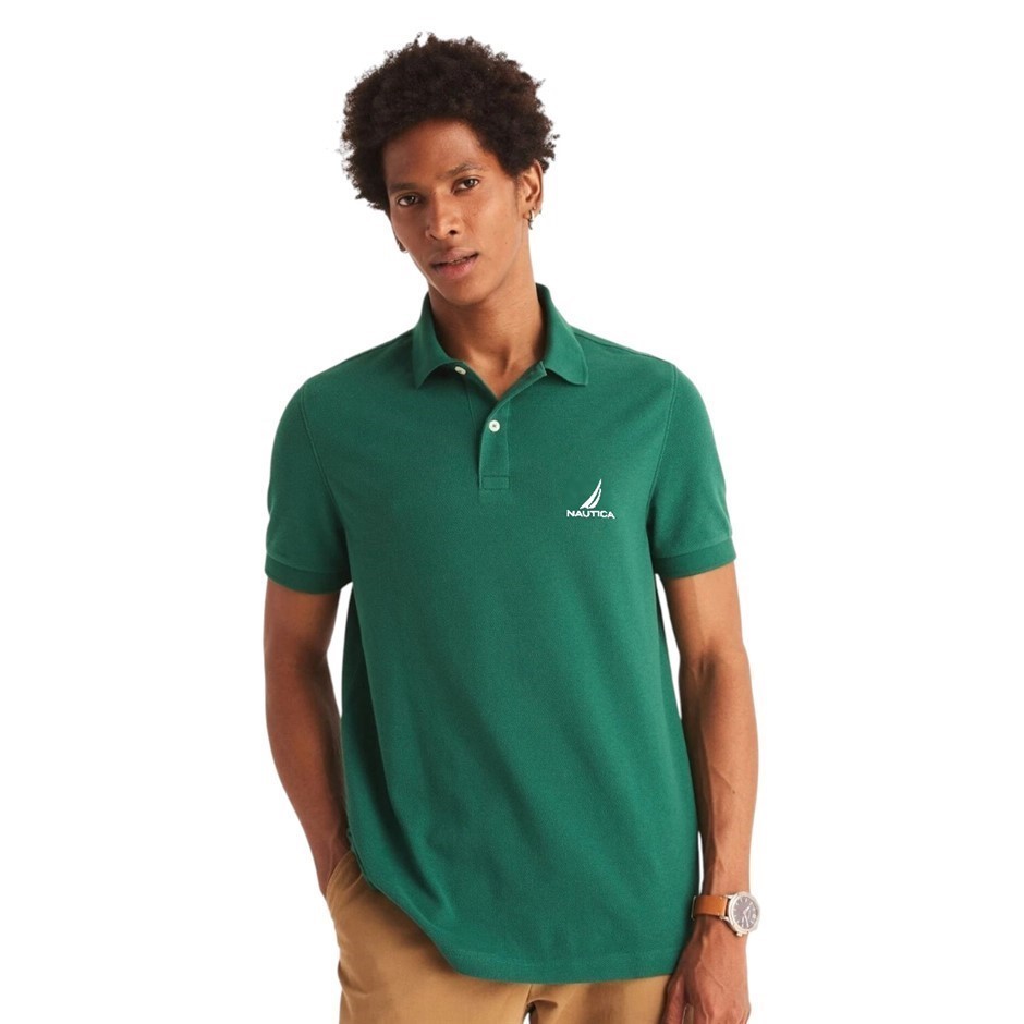 NAUTICA Men's Pique Polo, Size XL, 100% Cotton, Hunter Green (3UW), K50225.