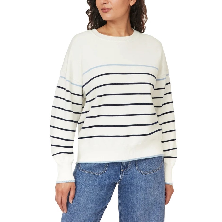 C&C CALIFORNIA Women's Sweater, Size S, White Stripe. Buyers Note - Discou