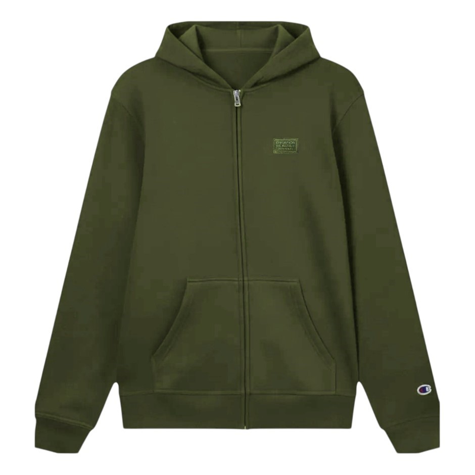 CHAMPION Men's Legacy Badge Zip Hoodie, Size XL, Cotton, Cargo Olive (GRN),