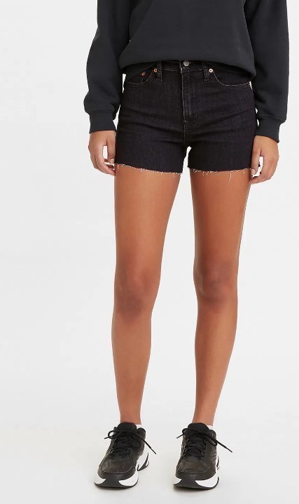 LEVI'S Women's High-Rise Slim Through Hip Shorts, Size 27, Cotton, Black, 7