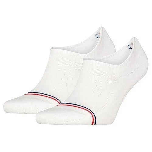 2 Pairs x TOMMY HILFIGER Men's Iconic Footie Socks, Size 43/46, White, 1000