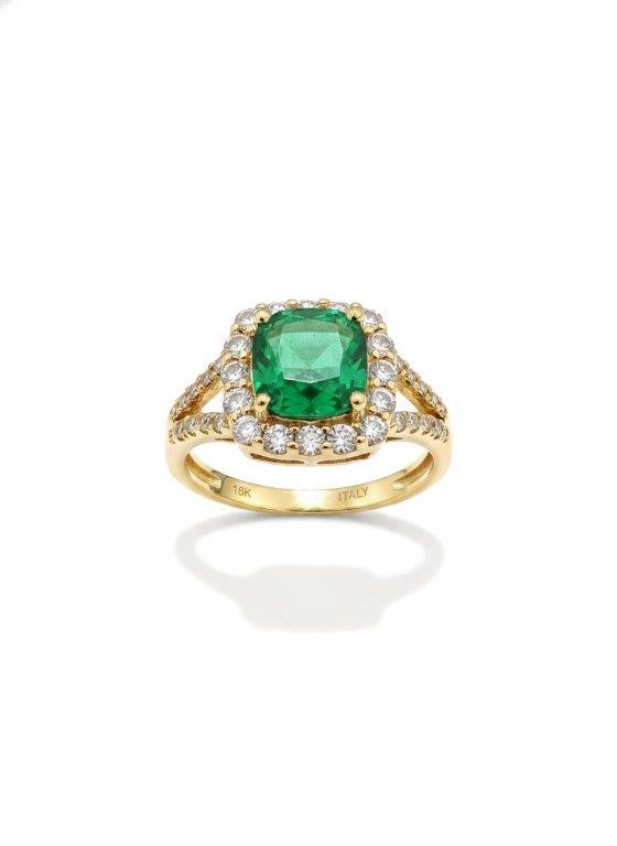 14K/Italy 2.0ct Green Princess Cut Yellow Gold Filled Ring(stamped)-9US