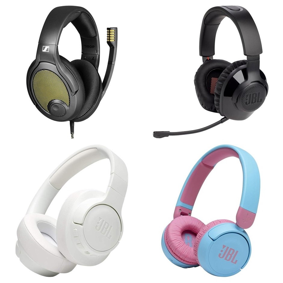 4 x Headsets. 1 x DROP + SENNHEISER PC38X Open Ear Gaming Headset. 1 x JBL