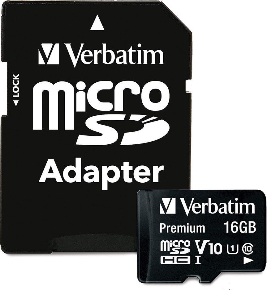 3 x VERBATIM 16GB Premium microSDHC Memory Card with Adapter UHS-I V10 Clas