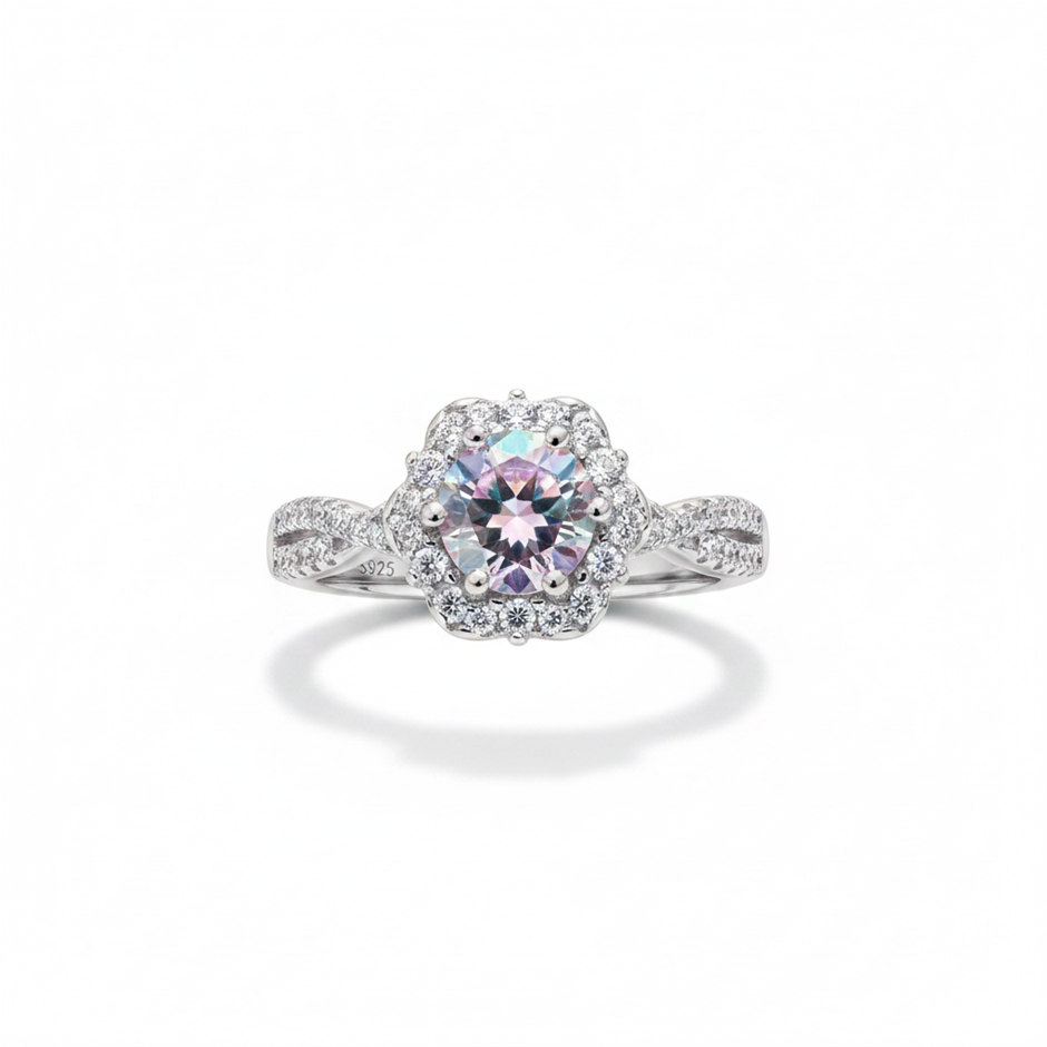 1.0ct 925 Sterling Silver Rainbows Brilliant Cut Simulated Diamonds Ring
