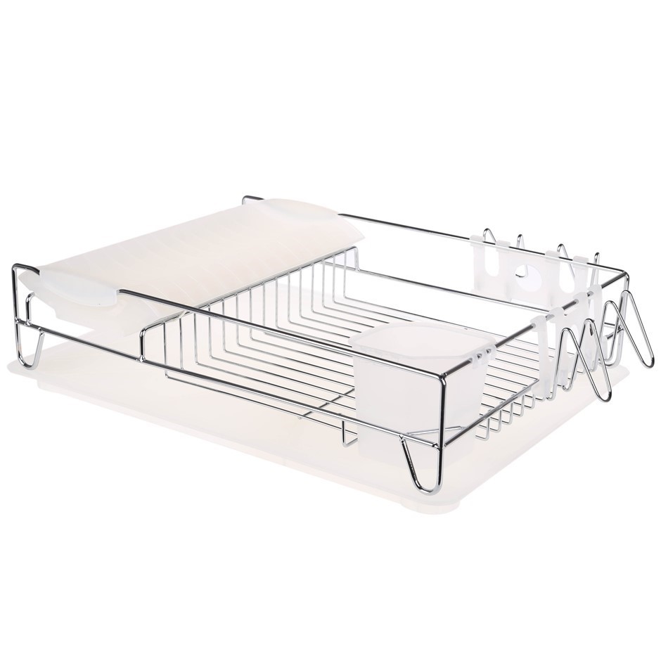 2 x MAINONE Chrome Plated Multi-purpose Dish Drainer c/w Plate Rack, Utensi