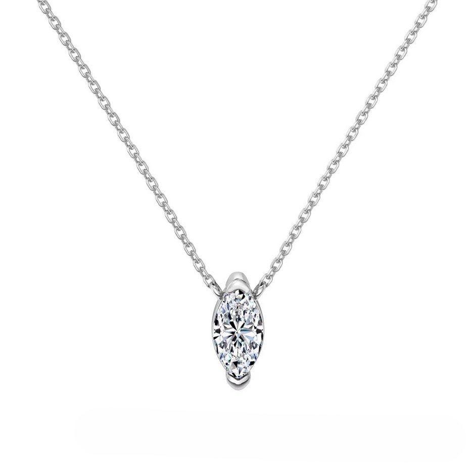 1.00ct Marquise Lab Created Certified Moissanite 925 Silver Pendant