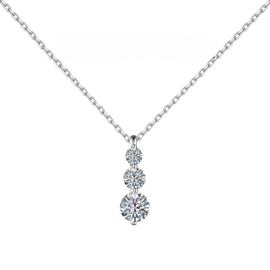 1.14ct Round Lab Created Certified Moissanite 925 Silver Pendant Necklace