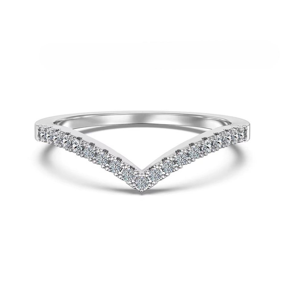 0.19ct Lab Created Moissanite 925 Silver Band Ring - Size 5