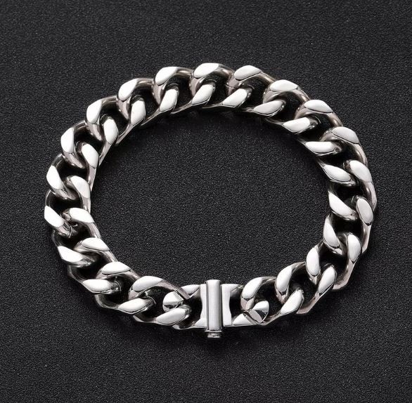 Silver-Filled Cuban Link Chain Bracelet, 10MM Wide - 22.8cm