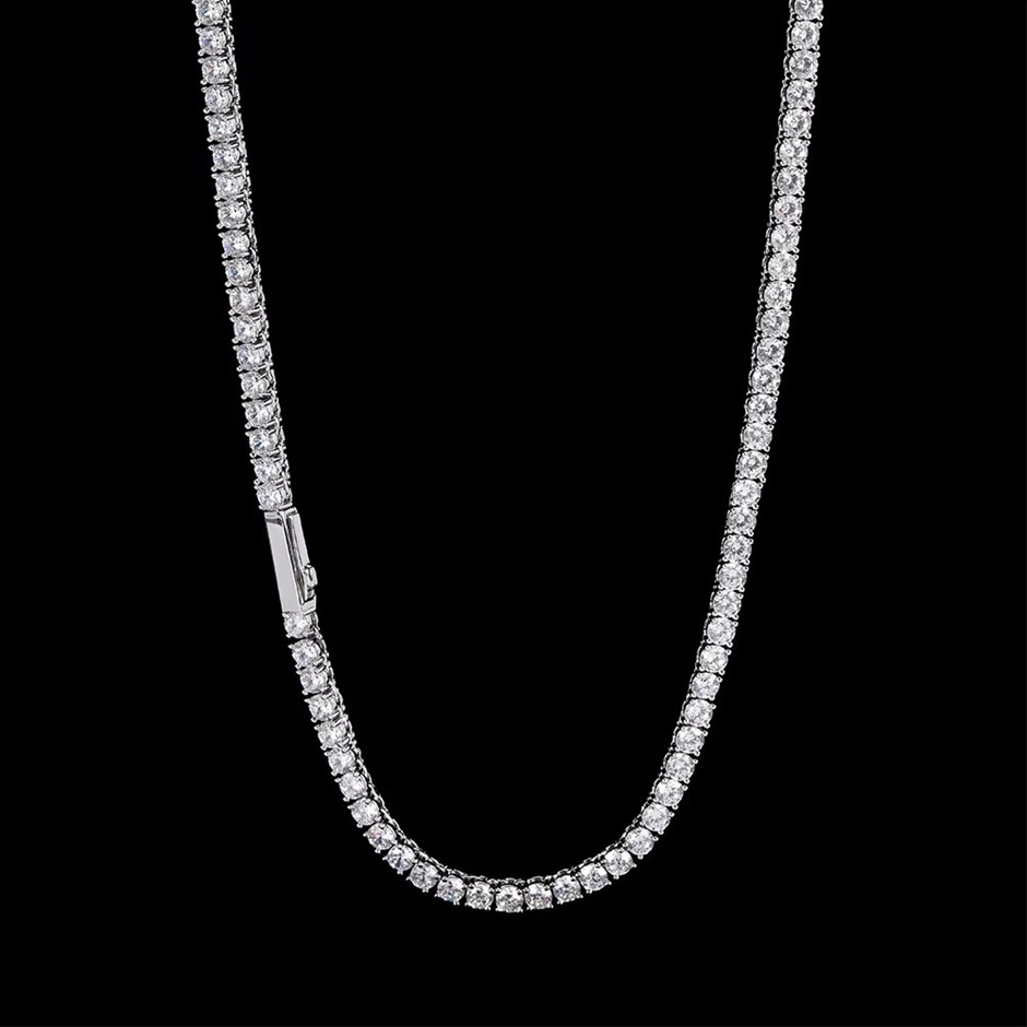 Silver-Filled 5MM Tennis Necklace , AAA+ Cubic Zirconia's - 60.9cm