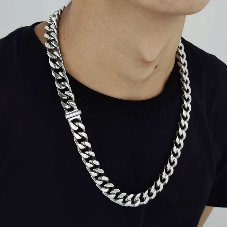 Silver-Filled Cuban Link Chain Bracelet, 10MM Wide - 22.8cm