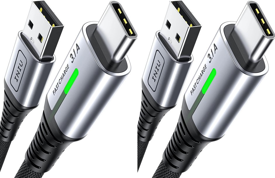 2x INIU USB A to USB C Cable, QC 3.0 Fast Charging USB C Charger Cable, Nyl