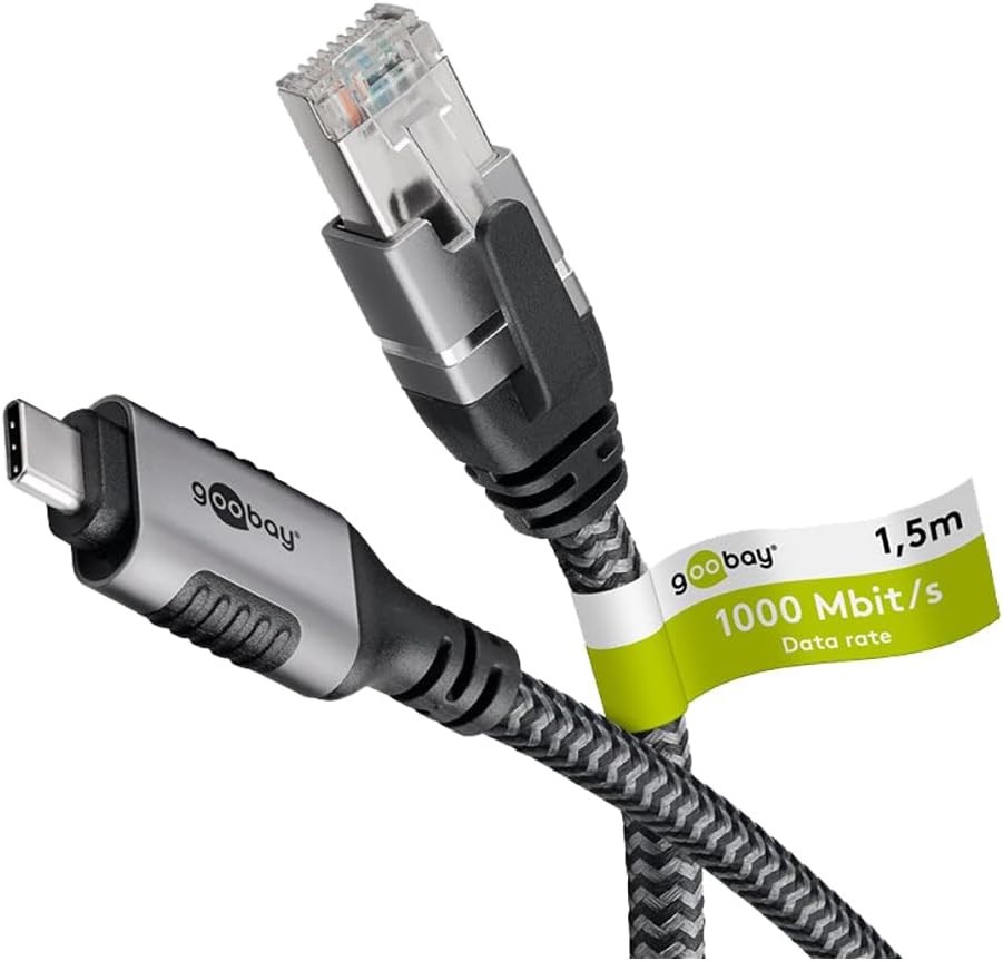 GooBay USB-C™ 3.1 to RJ45 Ethernet Cable 3 m - Black