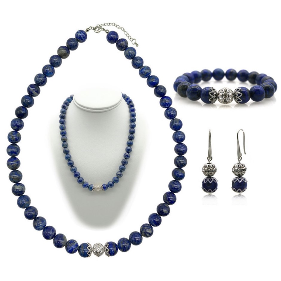 Lapis Lazuli, Turquoise, Pearls Jewellery Set