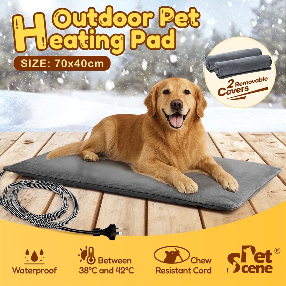 70x40cm Waterproof Pet Heating Pad Electric Heated Mat Self-Inflated Grey