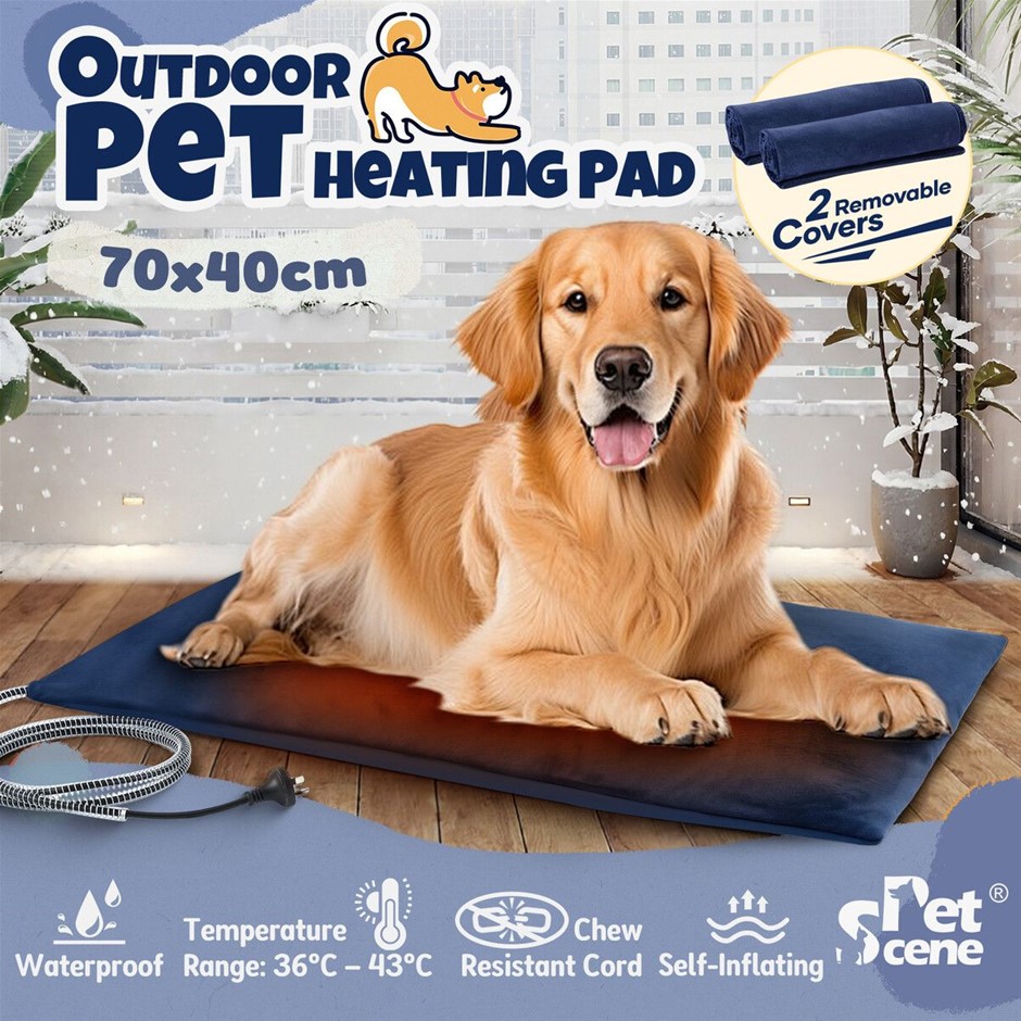 70x40cm Waterproof Pet Heating Pad Electric Heated Mat Self-Inflated Blue