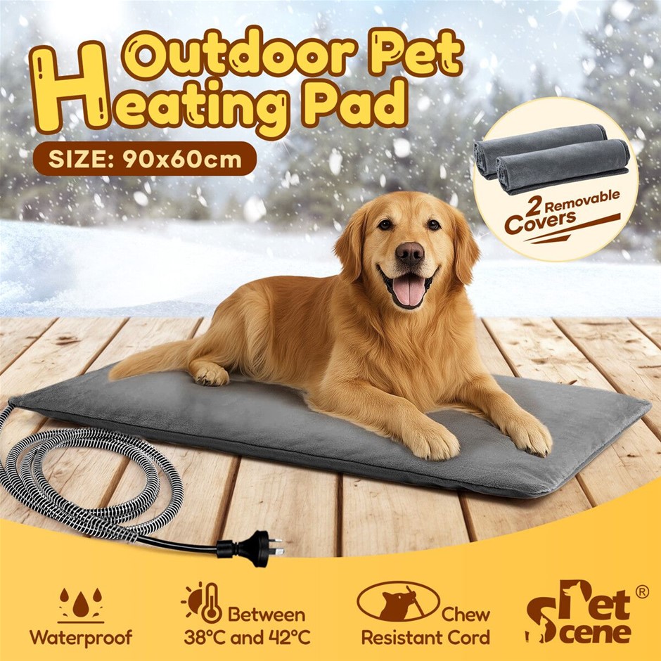 90x60cm Waterproof Pet Heating Pad Electric Heated Mat Self-Inflated Grey