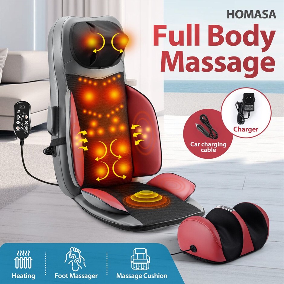 Shiatsu Massage Cushion Back Neck Heat Foot Massager with Pillow Remote Red