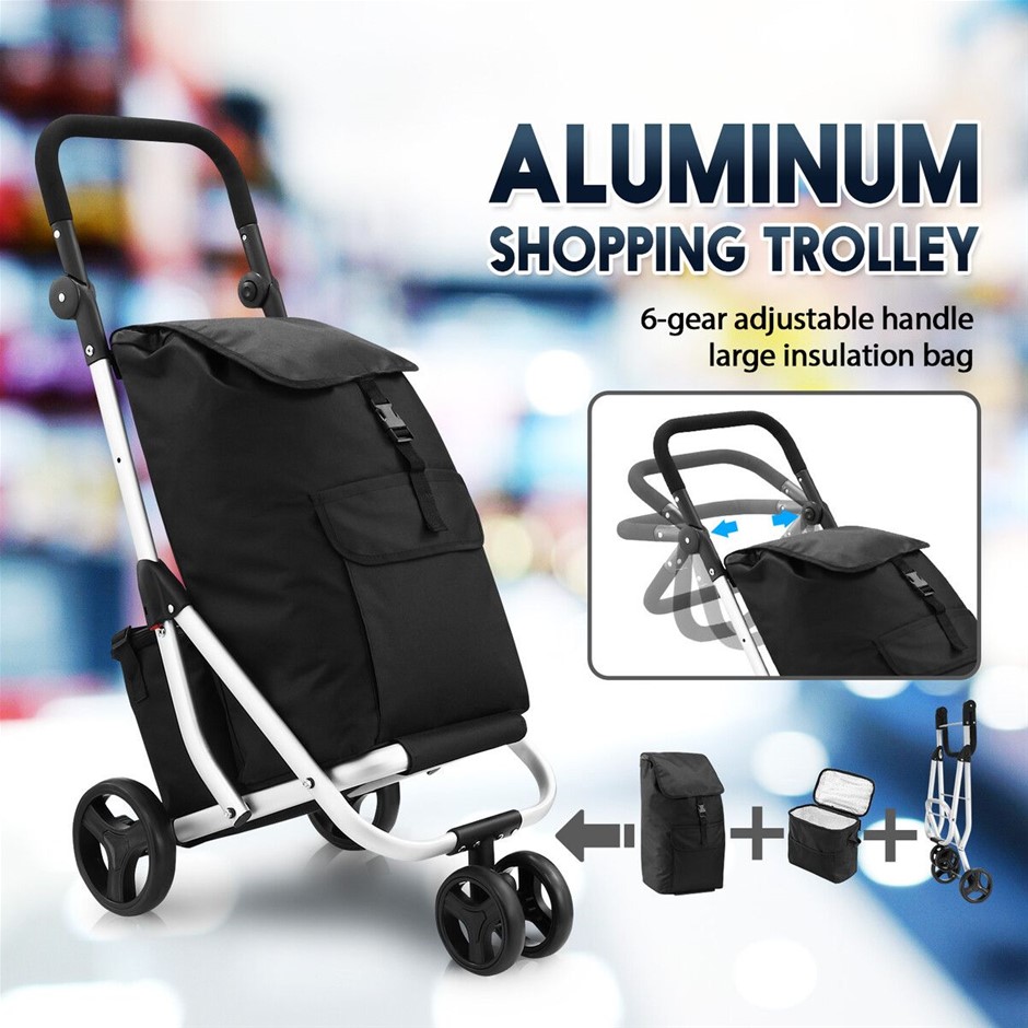 45L Foldable Shopping Trolley Insulated Bag Aluminium Waterproof