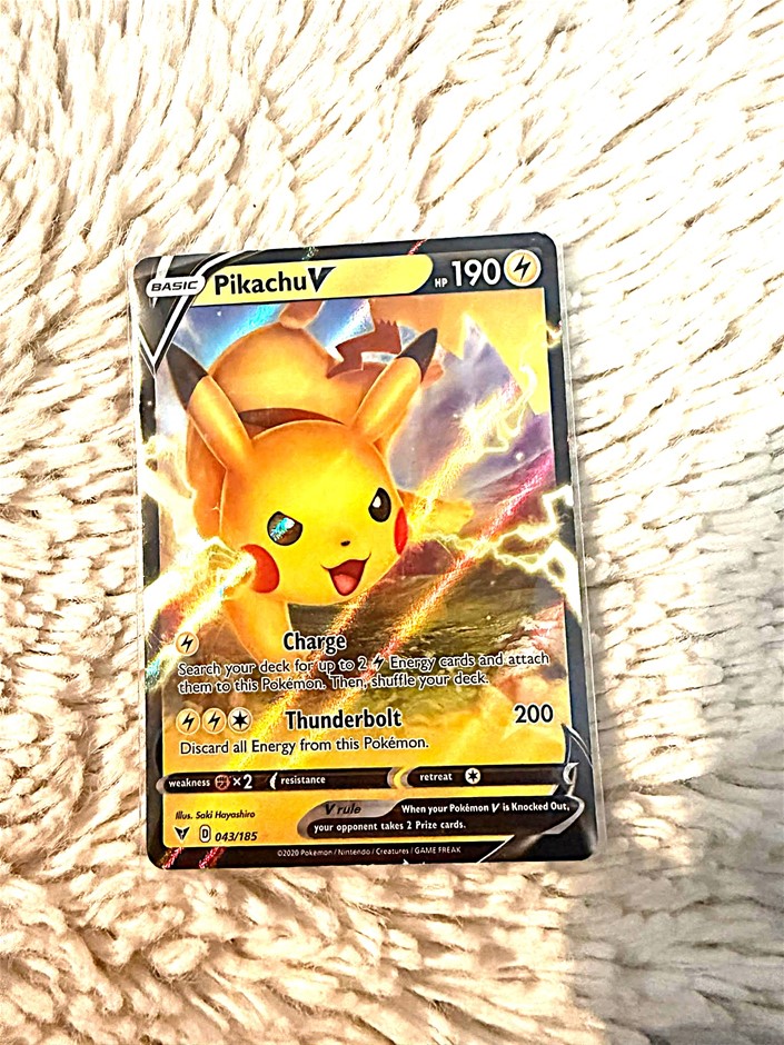 Japanese Pikachu V 043/185 featuring Pokémon's iconic mascot in dynamic ful