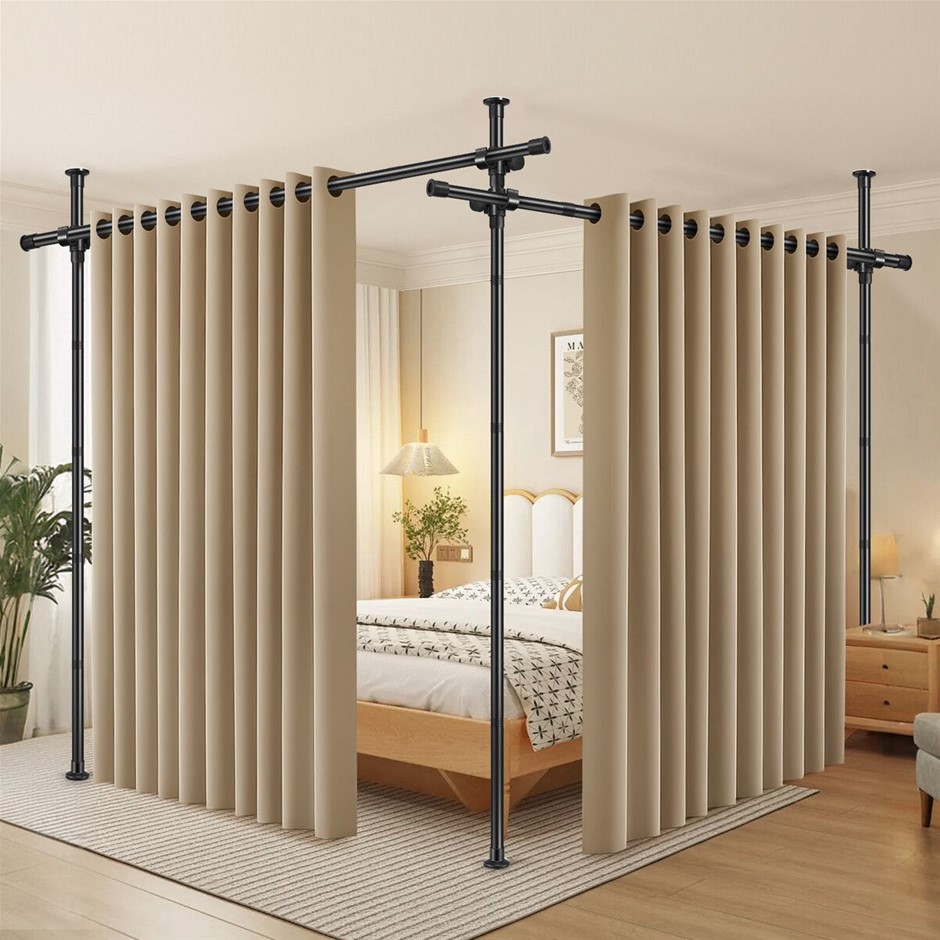 No Drill Room Divider Curtain Rod Floor to Ceiling Adjustable Separator