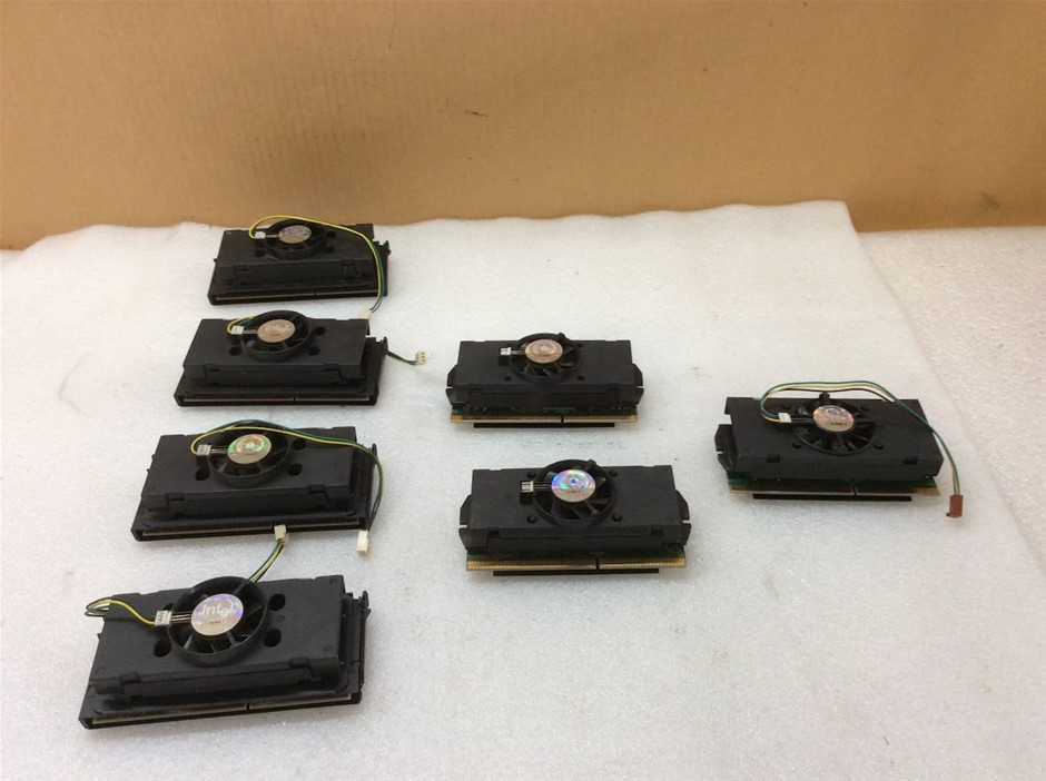 Intel Pentium II & III Slot 1 CPUs with Genuine Fans Lot of 7