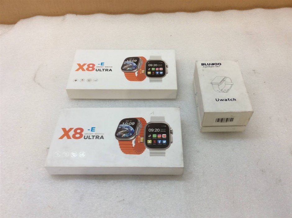 Bluboo Uwatch and X8-E Ultra Smart Watches (Lot of 3)