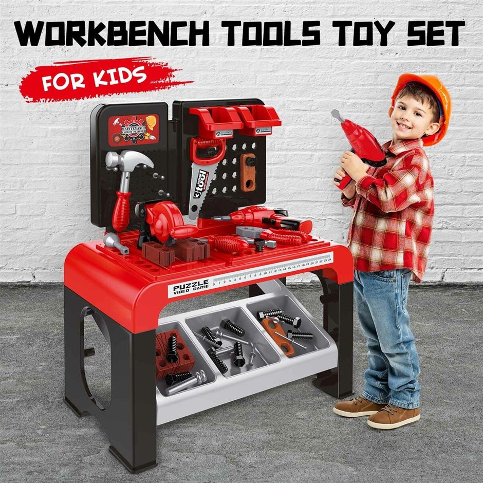 46pcs Kids Workbench Tool Bench Pretend Play Construction Toy Set