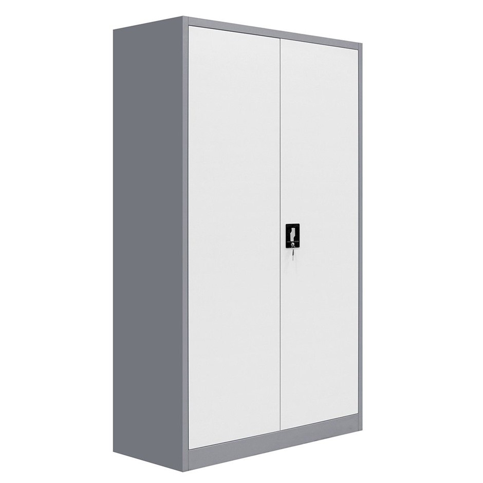Steel Lockable Filing Cabinet 4 Adjustable Shelves Dark Grey White