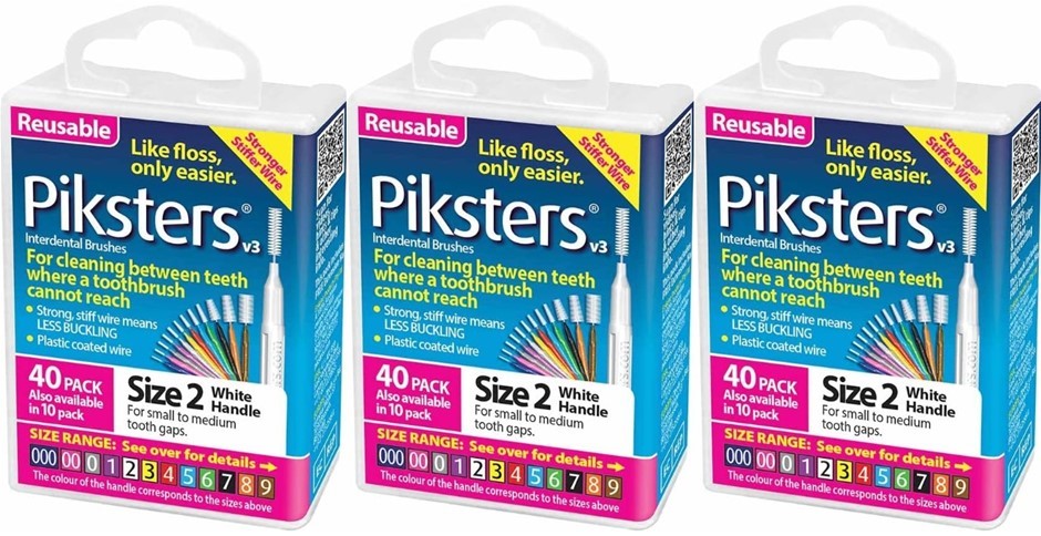 3x Piksters Interdental Brush - Brushes for cleaning between teeth (40 Pack