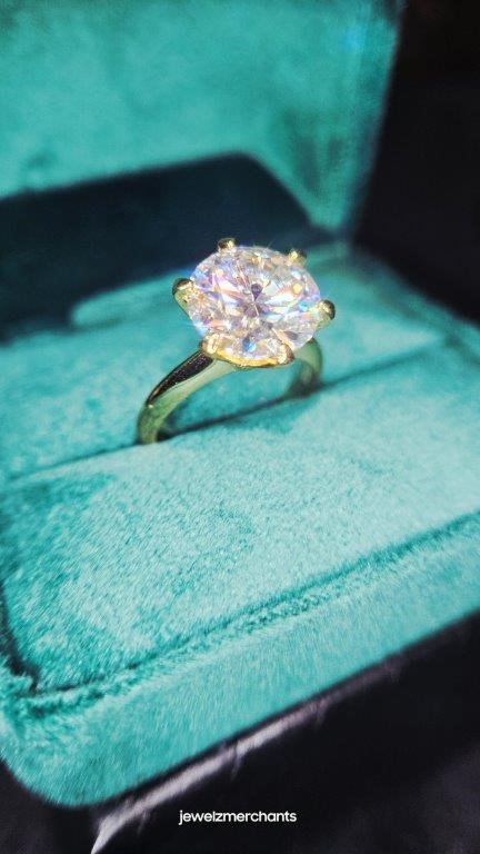 5.0ct GRA Moissanite White 18k Solid Yellow Gold Vermeil Ring -8US-VVS1