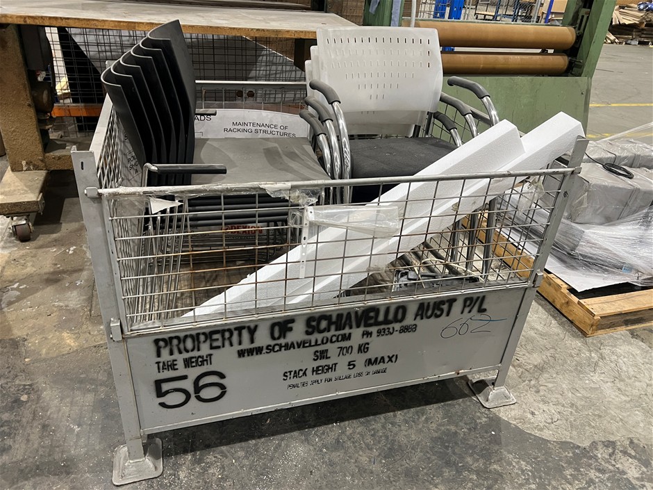 Stillage cage with chairs x9 approx