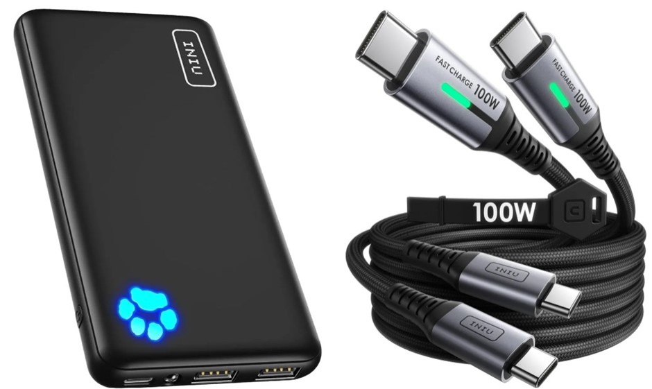 BUNDLE of INIU Power Bank, Slimmest 10000mAh USB C Portal + INIU USB C to U