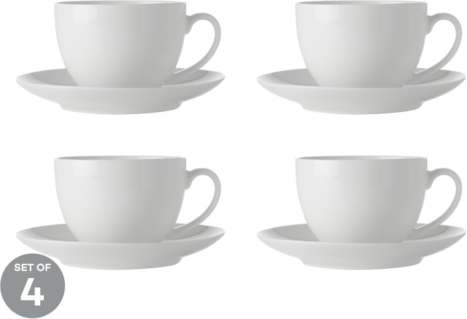 Maxwell & Williams White Basics Porcelain Cup and Saucer, 260ml Capacity (S