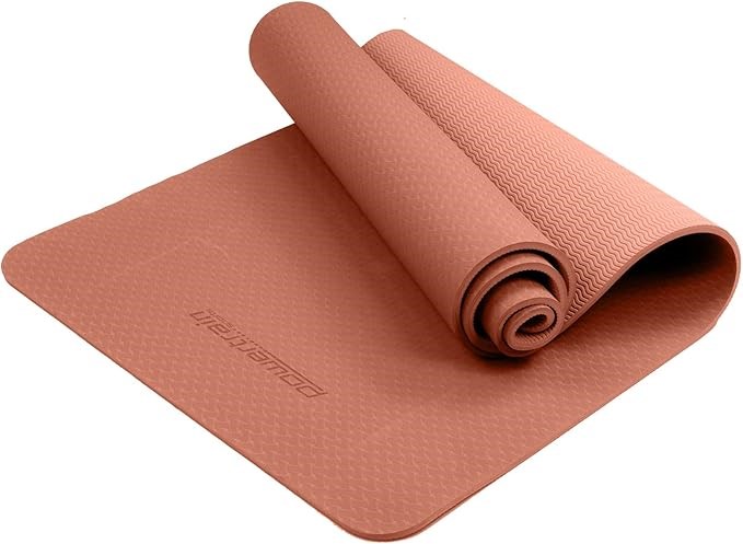 Powertrain Eco-Friendly TPE Yoga Pilates Exercise Mat, 6 mm, Pink